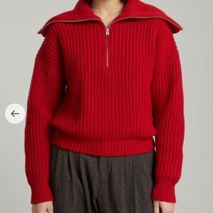 FRAME Half Zip Ribbed Sweater